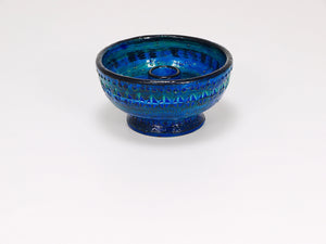 Aldo Londi Bitossi Rimini Blue Glazed Midcentury Candle Holder Bowl, 1950s
