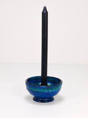 Aldo Londi Bitossi Rimini Blue Glazed Midcentury Candle Holder Bowl, 1950s