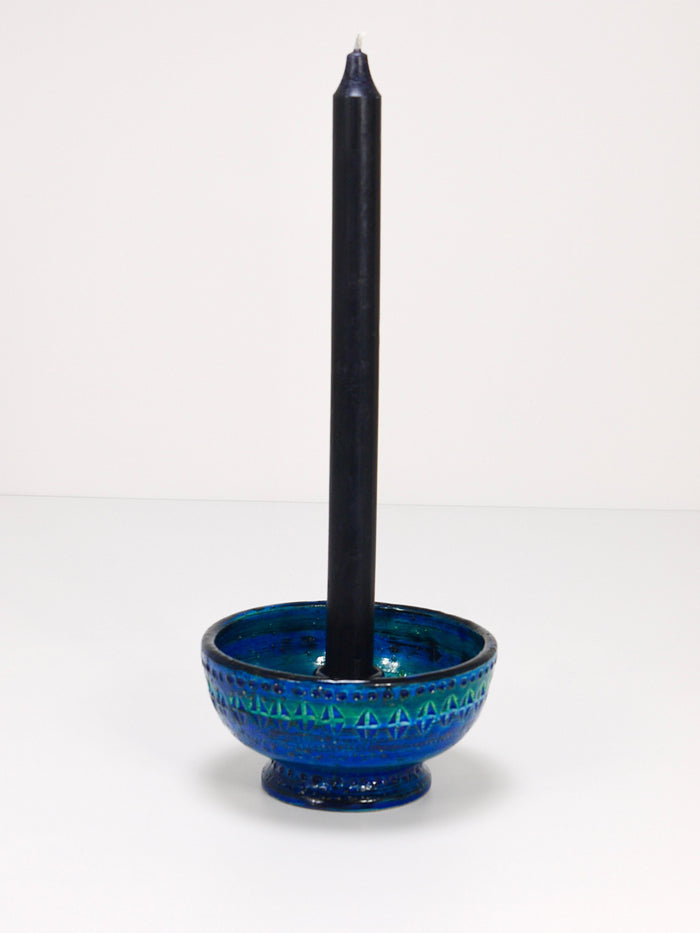 Aldo Londi Bitossi Rimini Blue Glazed Midcentury Candle Holder Bowl, 1950s
