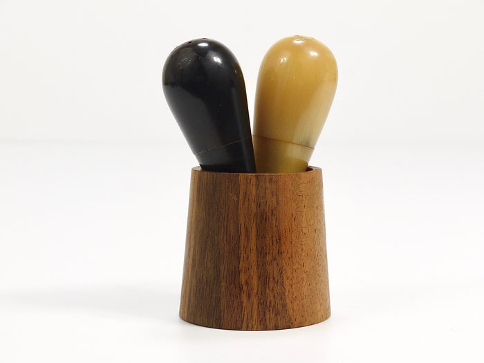 Carl Aubock II Rare Salt and Pepper Shakers, Walnut & Horn, Austria, 1950s
