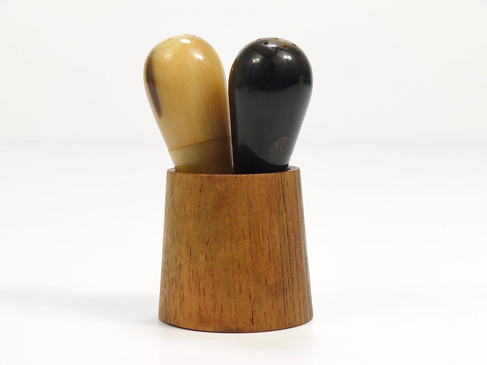 Carl Aubock II Rare Salt and Pepper Shakers, Walnut & Horn, Austria, 1950s