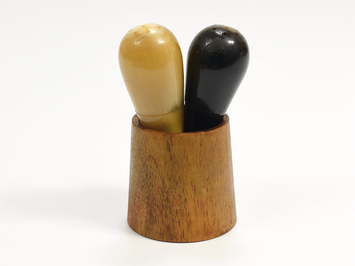 Carl Aubock II Rare Salt and Pepper Shakers, Walnut & Horn, Austria, 1950s