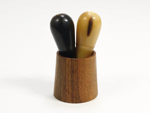 Carl Aubock II Rare Salt and Pepper Shakers, Walnut & Horn, Austria, 1950s