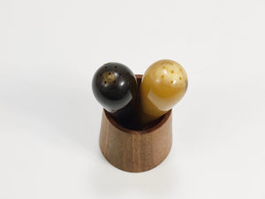 Carl Aubock II Rare Salt and Pepper Shakers, Walnut & Horn, Austria, 1950s