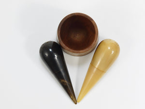 Carl Aubock II Rare Salt and Pepper Shakers, Walnut & Horn, Austria, 1950s
