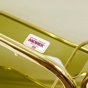 Golden Morex Italy Hollywood Regency Mirror Bar Cart Drinks Trolley, 1970s