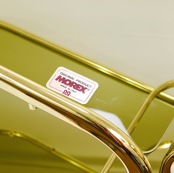 Golden Morex Italy Hollywood Regency Mirror Bar Cart Drinks Trolley, 1970s