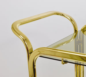 Golden Morex Italy Hollywood Regency Mirror Bar Cart Drinks Trolley, 1970s