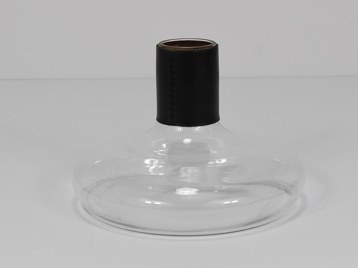 Carl Aubock II Vase Decanter with Black Leather Top, Midcentury, Austria, 1950s