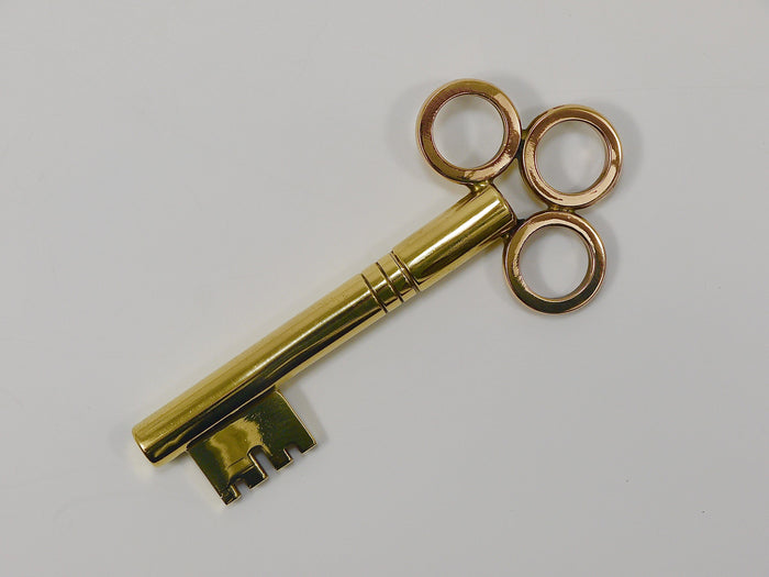 Large Carl Aubock Brass Key Corkscrew Bottle Opener Paperweight, Austria, 1950s