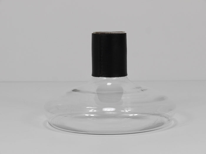Carl Aubock II Vase Decanter with Black Leather Top, Midcentury, Austria, 1950s