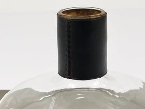 Carl Aubock II Vase Decanter with Black Leather Top, Midcentury, Austria, 1950s