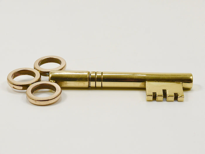 Large Carl Aubock Brass Key Corkscrew Bottle Opener Paperweight, Austria, 1950s