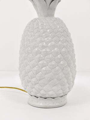 Lampe de table Hollywood Regency ananas blanc dans le style de Tommaso Barbi, Italie, années 1970