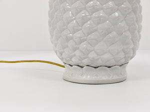 Lampe de table Hollywood Regency ananas blanc dans le style de Tommaso Barbi, Italie, années 1970