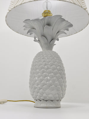 Lampe de table Hollywood Regency ananas blanc dans le style de Tommaso Barbi, Italie, années 1970