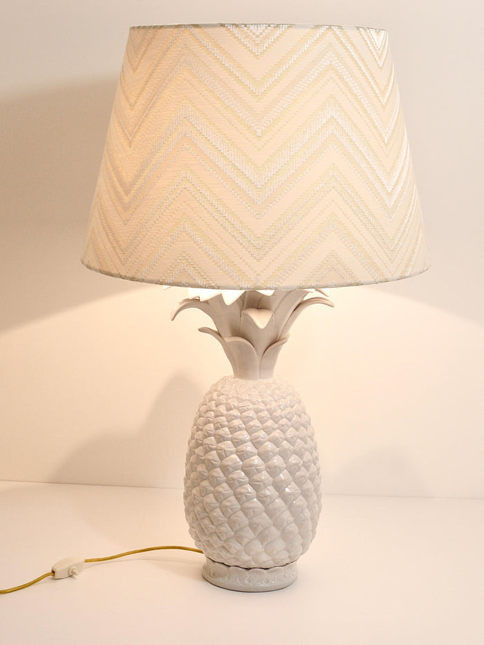 Tommaso Barbi Style White Pineapple Hollywood Regency Table Lamp, Italy, 1970s