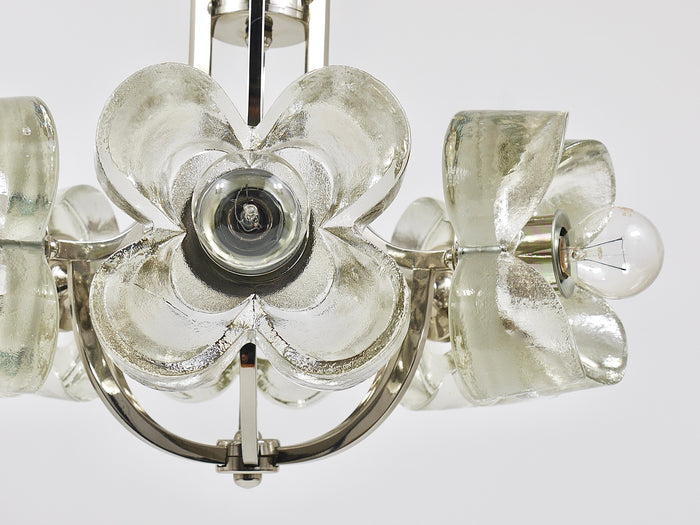 Kalmar Style Crystal Glass Flower Pendant Chandelier by Sische, Germany, 1970s