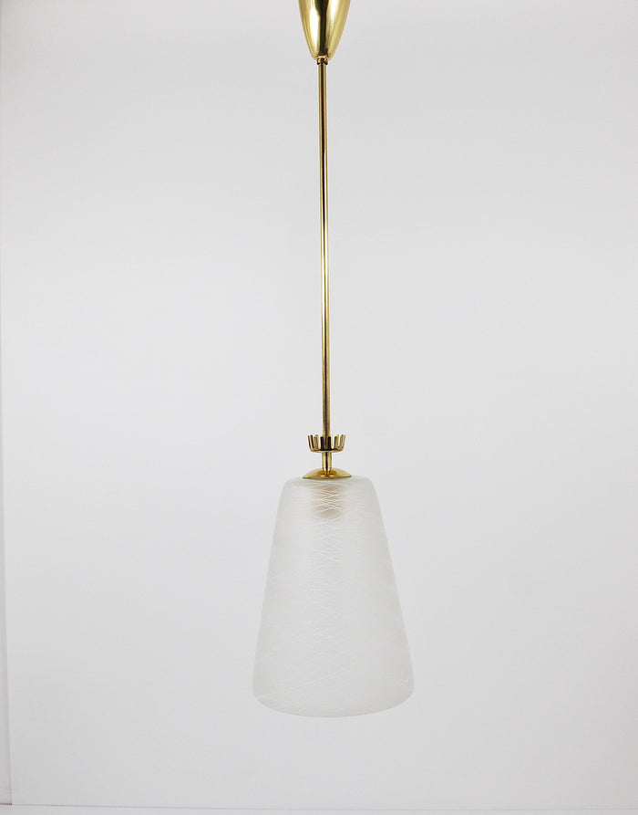 Gio Ponti Style Mid-Century Brass Crown Pendant Lamp Lantern, Italy, 1950s