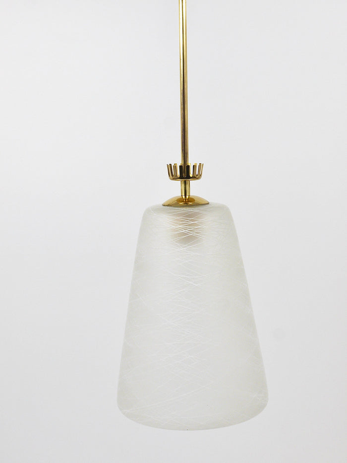 Gio Ponti Style Mid-Century Brass Crown Pendant Lamp Lantern, Italy, 1950s