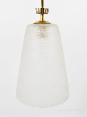 Suspension lanterne en laiton à couronne, style Gio Ponti, Mid-Century, Italie, années 1950