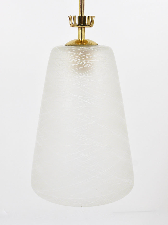 Gio Ponti Style Mid-Century Brass Crown Pendant Lamp Lantern, Italy, 1950s