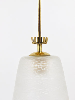 Suspension lanterne en laiton à couronne, style Gio Ponti, Mid-Century, Italie, années 1950