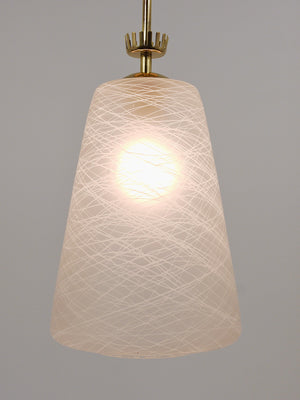 Suspension lanterne en laiton à couronne, style Gio Ponti, Mid-Century, Italie, années 1950