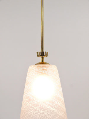 Suspension lanterne en laiton à couronne, style Gio Ponti, Mid-Century, Italie, années 1950