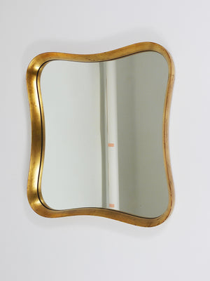 Gio Ponti Style Gilt Wood Mirror by Max Welz Vienna, Austria, 1940s