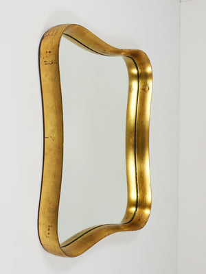 Gio Ponti Style Gilt Wood Mirror by Max Welz Vienna, Austria, 1940s