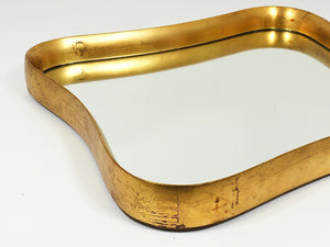 Gio Ponti Style Gilt Wood Mirror by Max Welz Vienna, Austria, 1940s