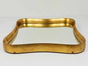 Gio Ponti Style Gilt Wood Mirror by Max Welz Vienna, Austria, 1940s