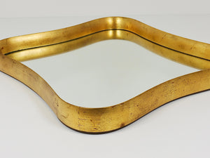 Gio Ponti Style Gilt Wood Mirror by Max Welz Vienna, Austria, 1940s