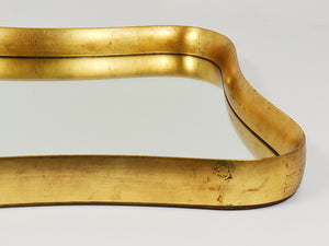 Gio Ponti Style Gilt Wood Mirror by Max Welz Vienna, Austria, 1940s