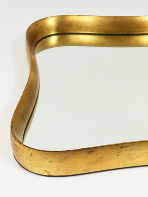 Gio Ponti Style Gilt Wood Mirror by Max Welz Vienna, Austria, 1940s