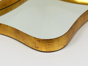 Gio Ponti Style Gilt Wood Mirror by Max Welz Vienna, Austria, 1940s
