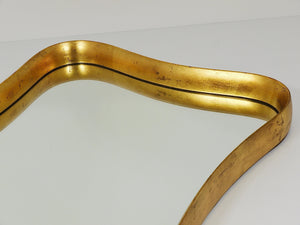 Gio Ponti Style Gilt Wood Mirror by Max Welz Vienna, Austria, 1940s
