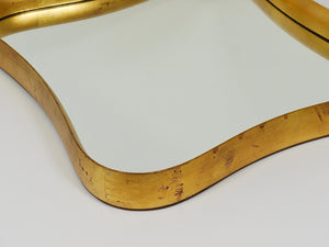 Gio Ponti Style Gilt Wood Mirror by Max Welz Vienna, Austria, 1940s