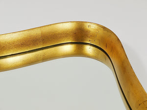 Gio Ponti Style Gilt Wood Mirror by Max Welz Vienna, Austria, 1940s