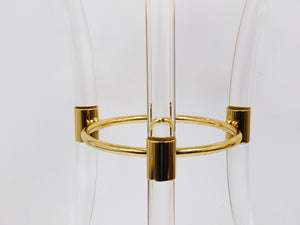 Maison Jansen Style Lucite & Gilt Metal Tripod Coffee Table Pedestal Gueridon