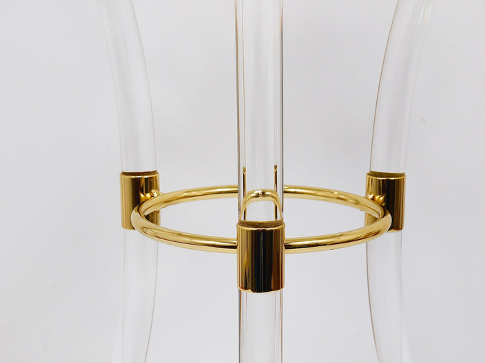 Maison Jansen Style Lucite & Gilt Metal Tripod Coffee Table Pedestal Gueridon