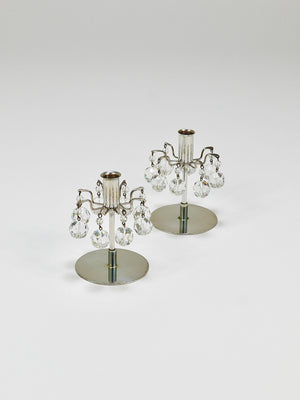 Paire de bougeoirs J.L. Lobmeyr „Lights of Vienna“, cristaux Swarovski à facettes