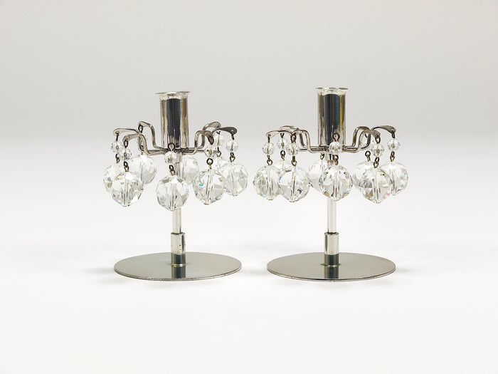 J.L. Lobmeyr „Lights of Vienna“ Pair Candleholders, Faceted Swarovski Crystals