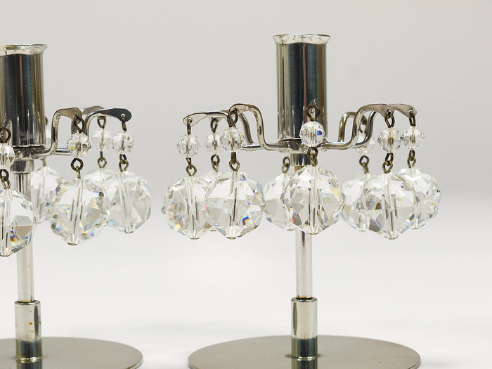 J.L. Lobmeyr „Lights of Vienna“ Pair Candleholders, Faceted Swarovski Crystals