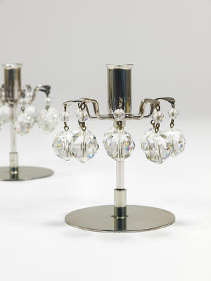 Paire de bougeoirs J.L. Lobmeyr „Lights of Vienna“, cristaux Swarovski à facettes