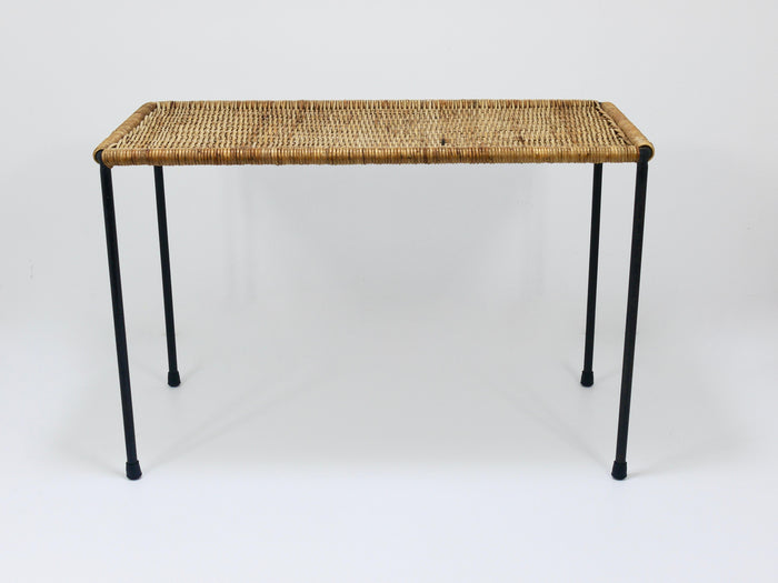 Carl Aubock Long Side Table, Flower Bench, Rattan, Wicker, Austria, 1950s