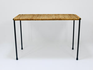 Carl Aubock Long Side Table, Flower Bench, Rattan, Wicker, Austria, 1950s