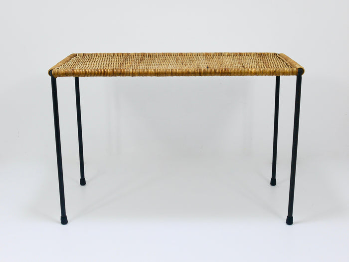Carl Aubock Long Side Table, Flower Bench, Rattan, Wicker, Austria, 1950s