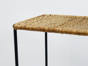 Carl Aubock Long Side Table, Flower Bench, Rattan, Wicker, Austria, 1950s